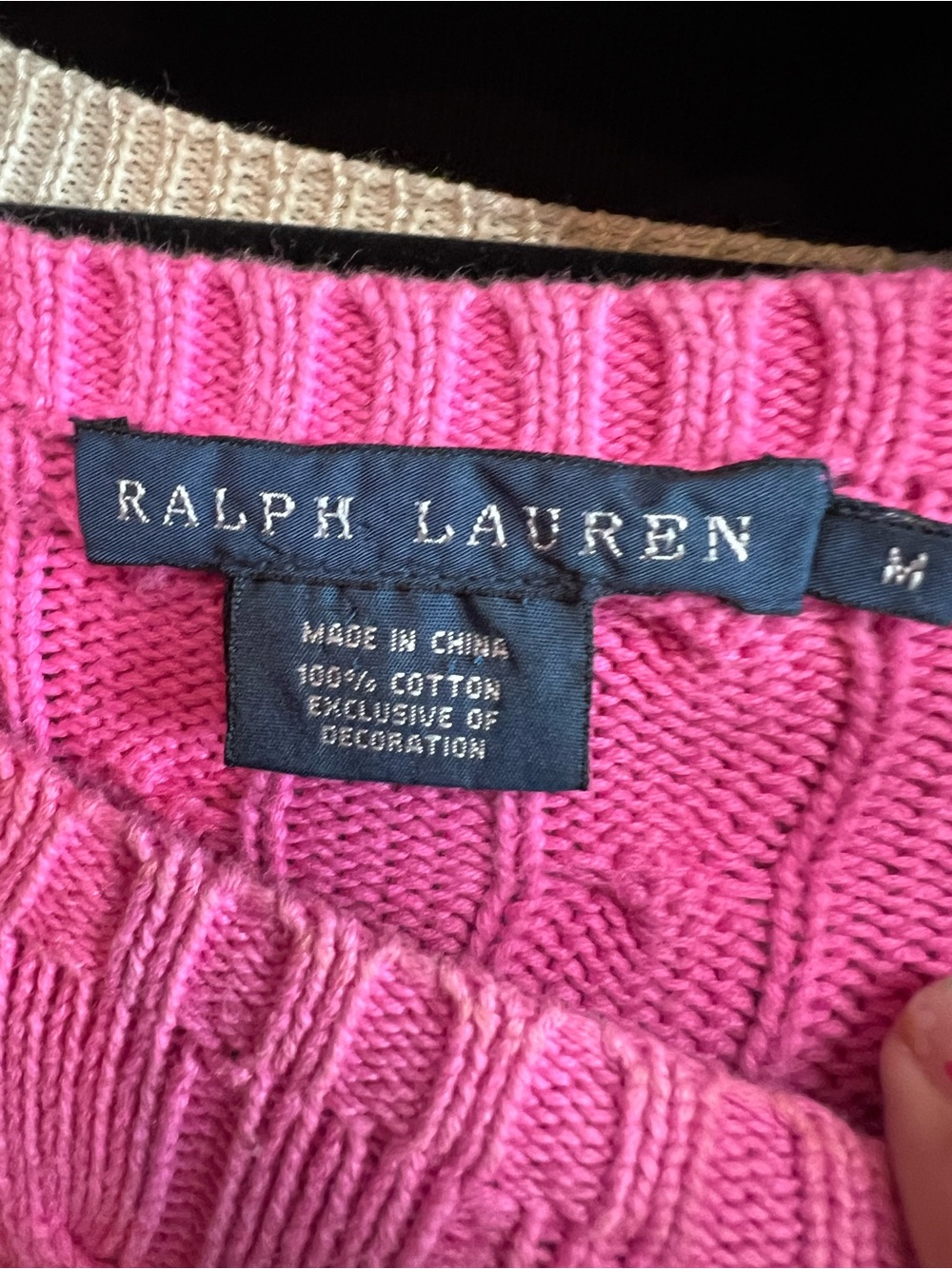 VINTAGE RALPH LAUREN Luxury Pink Cabled Preppy Polo Logo Crewneck Sweater, M - Picture 11 of 11